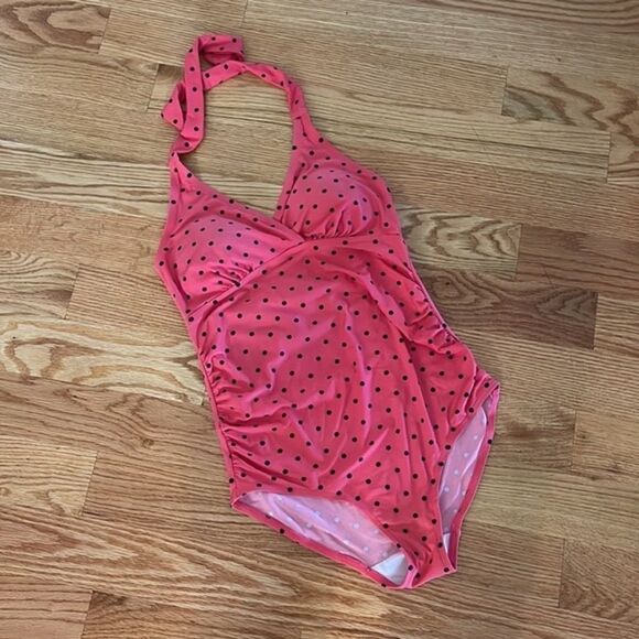 Beach Bump by Motherhood Maternity one piece polka dot bathing suit Small - Picture 1 of 4